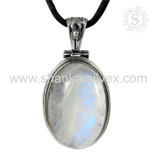 Graceful arco iris piedra de luna piedras preciosas plata colgante 925 joyas de plata al por mayor joyería de plata